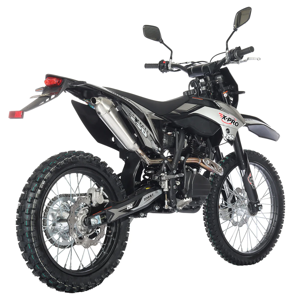 Free Shipping! X-PRO Titan 250 DLX 250cc Dirt Bike with All Lights and 5-Speed Manual Transmission, Electric/Kick Start! Big 21in/18in Wheels! Zongshen Brand Engine! - Image 4