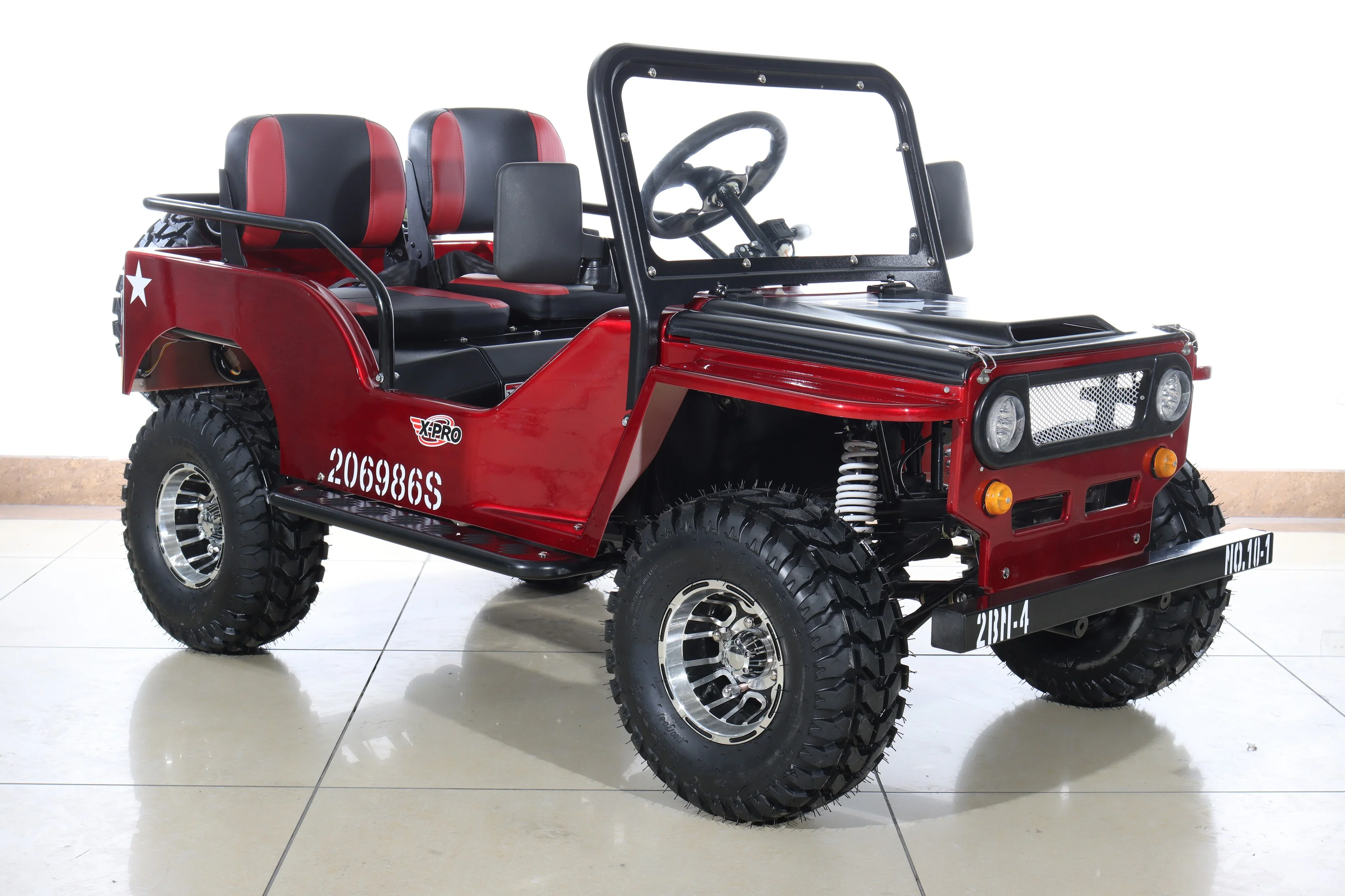 Free Shipping! X-PRO Ranger 150 Jeep Go Kart with 3-Speed Semi-Automatic Transmission w/Reverse, LED Headlights, With Windshield and Spare Tire, Big 18in Aluminium Rim Wheels! - Image 11