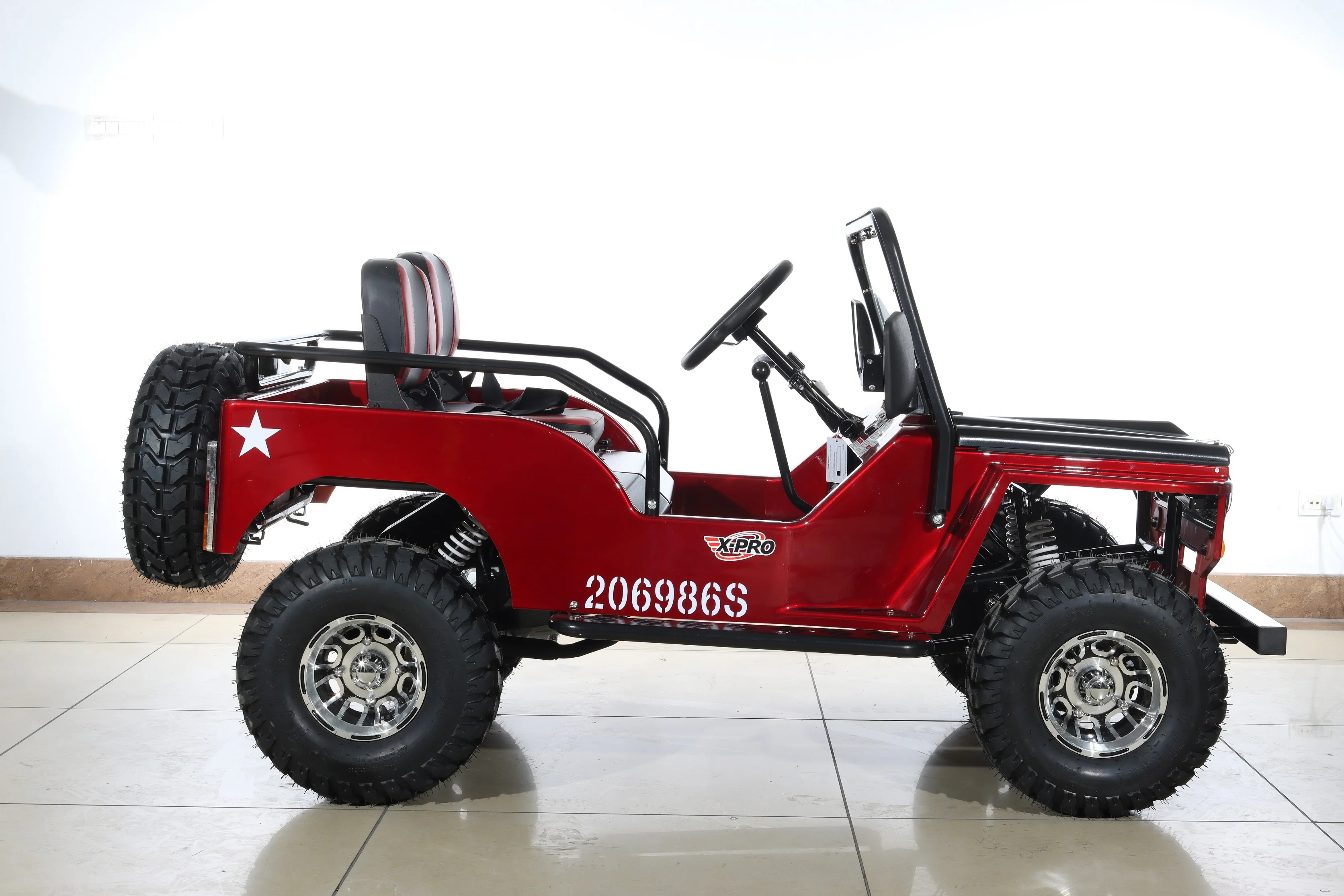 Free Shipping! X-PRO Ranger 150 Jeep Go Kart with 3-Speed Semi-Automatic Transmission w/Reverse, LED Headlights, With Windshield and Spare Tire, Big 18in Aluminium Rim Wheels! - Image 12