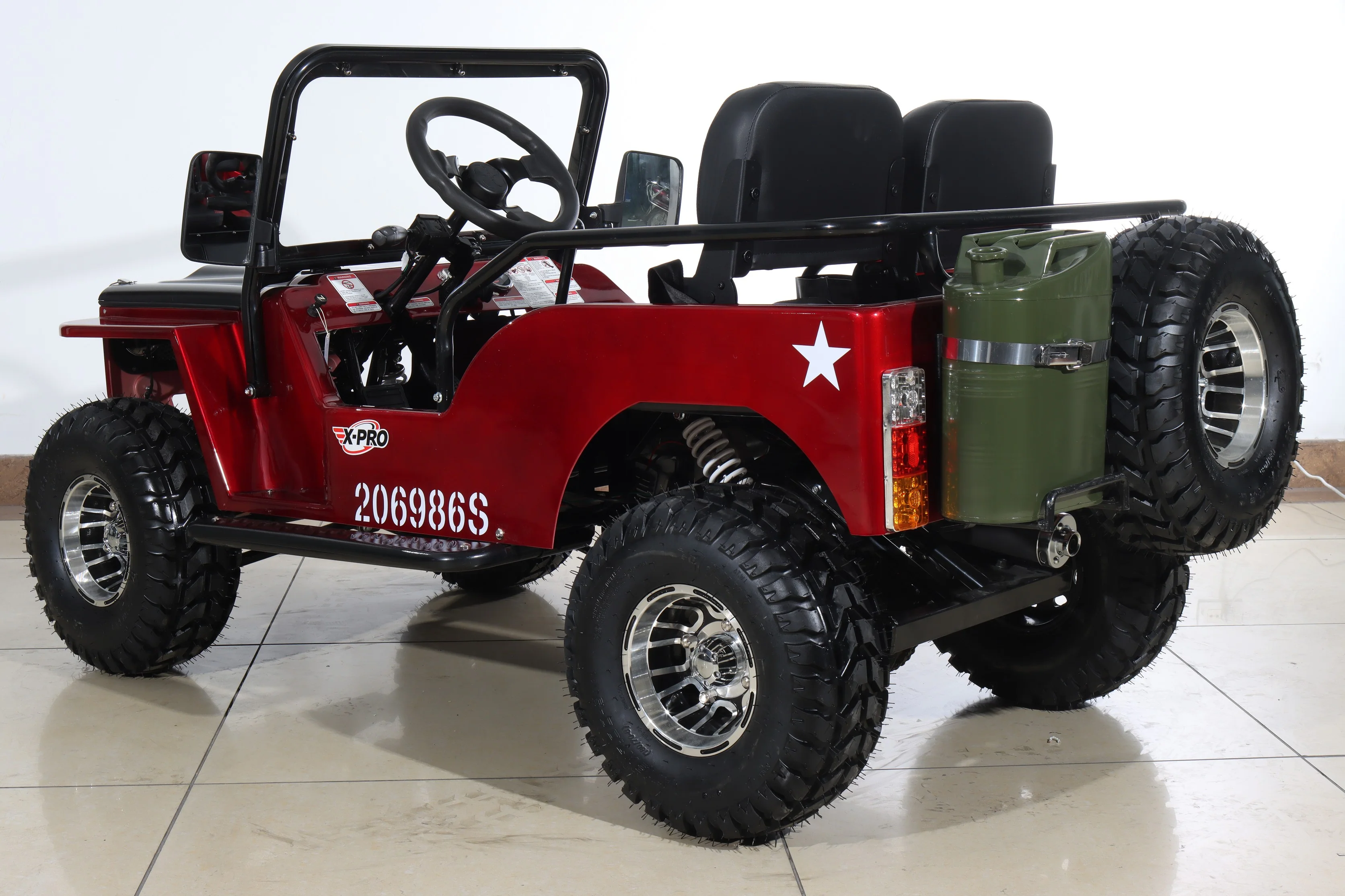 Free Shipping! X-PRO Ranger 150 Jeep Go Kart with 3-Speed Semi-Automatic Transmission w/Reverse, LED Headlights, With Windshield and Spare Tire, Big 18in Aluminium Rim Wheels! - Image 14