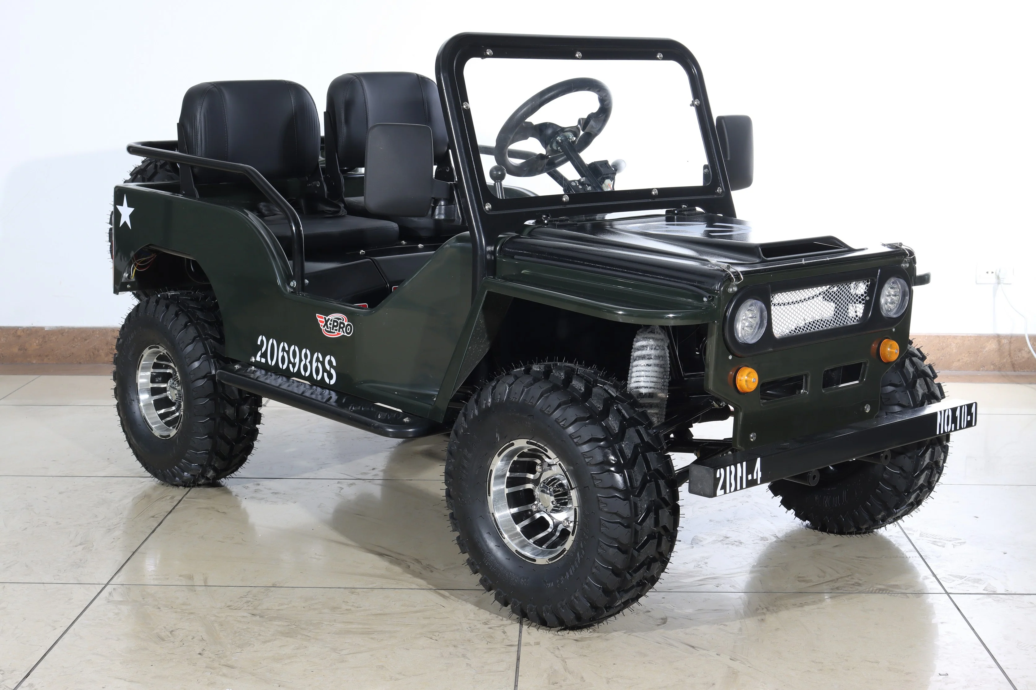 Free Shipping! X-PRO Ranger 150 Jeep Go Kart with 3-Speed Semi-Automatic Transmission w/Reverse, LED Headlights, With Windshield and Spare Tire, Big 18in Aluminium Rim Wheels! - Image 3