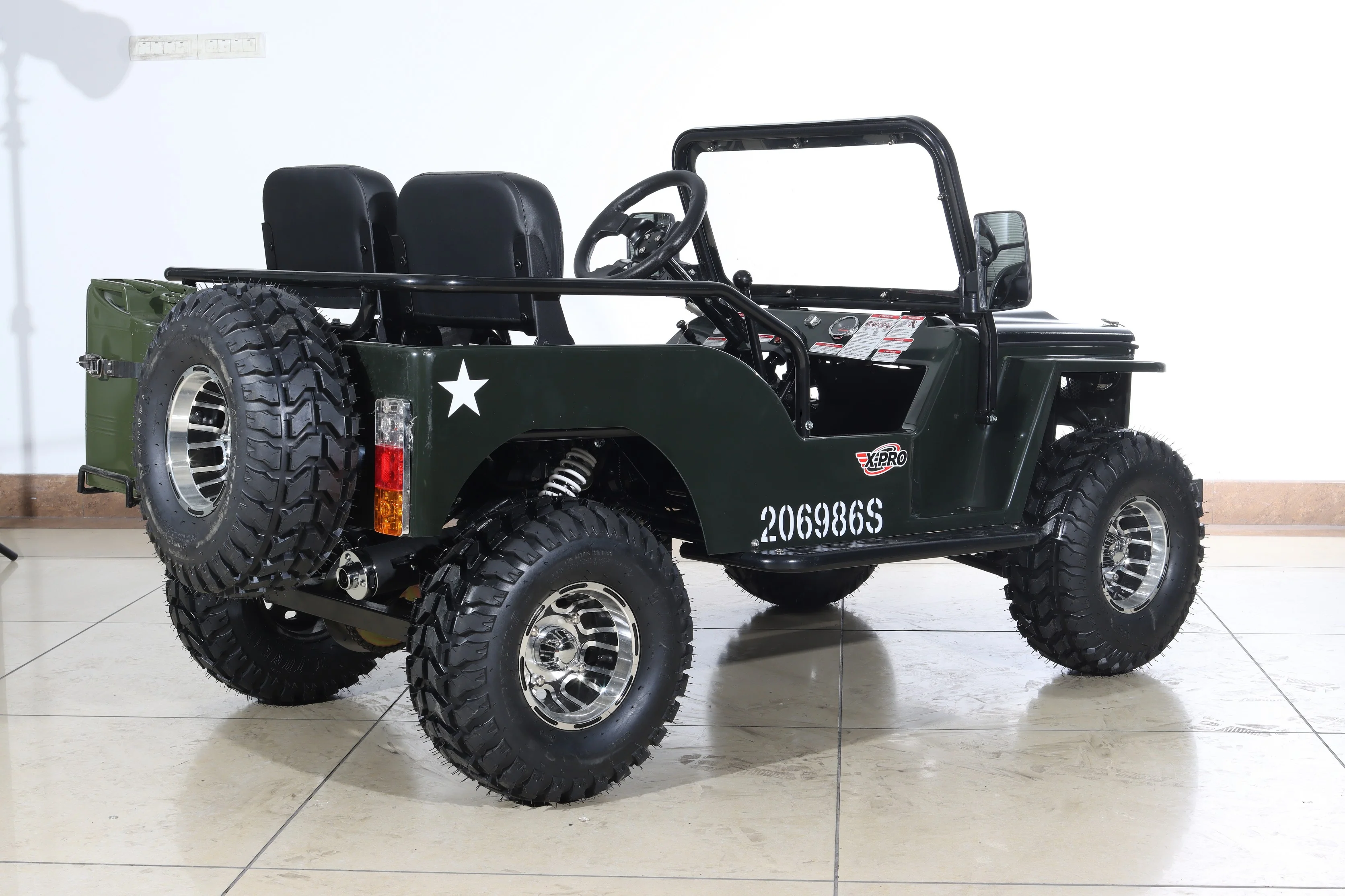Free Shipping! X-PRO Ranger 150 Jeep Go Kart with 3-Speed Semi-Automatic Transmission w/Reverse, LED Headlights, With Windshield and Spare Tire, Big 18in Aluminium Rim Wheels! - Image 5
