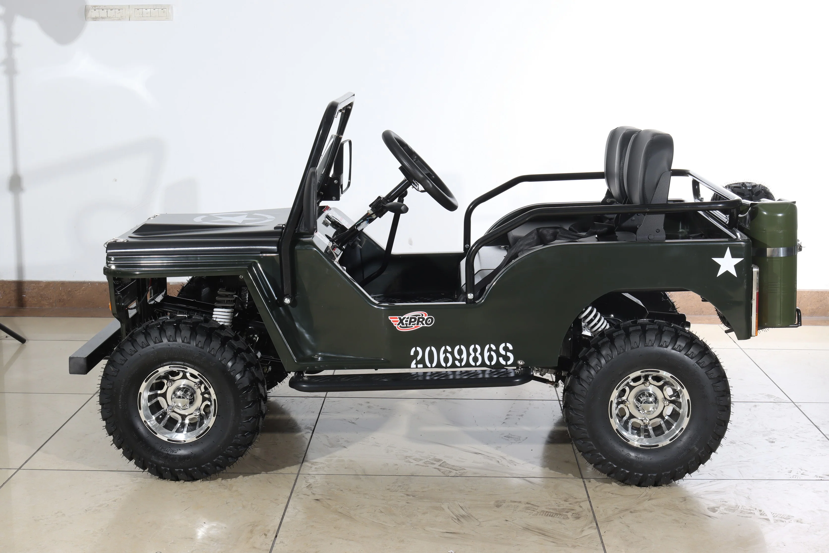 Free Shipping! X-PRO Ranger 150 Jeep Go Kart with 3-Speed Semi-Automatic Transmission w/Reverse, LED Headlights, With Windshield and Spare Tire, Big 18in Aluminium Rim Wheels! - Image 8