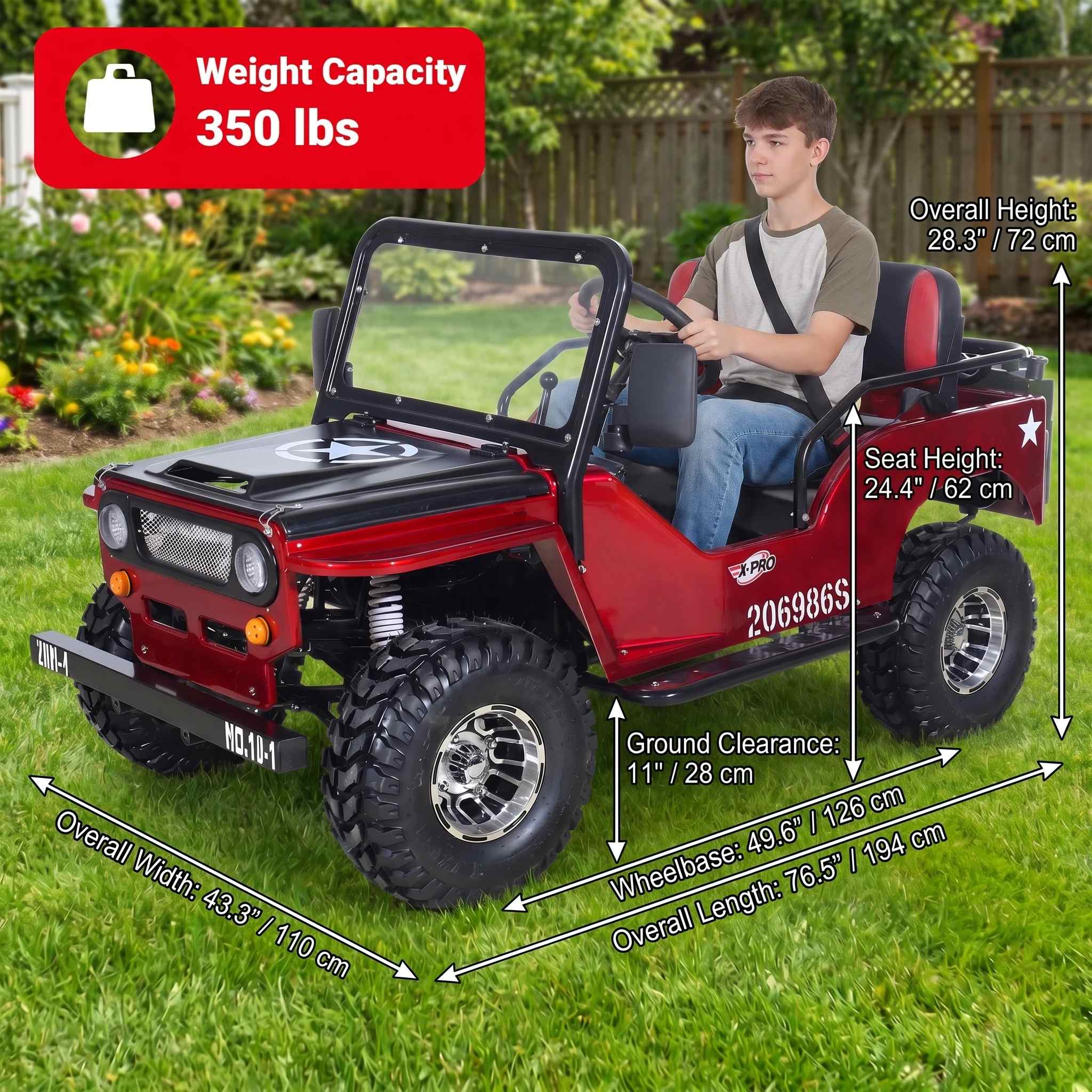 Free shipping! X-PRO Ranger 125 Mini Jeep Go Kart — 125cc Zongshen Engine, 3-Speed Semi-Auto with Reverse - Image 8
